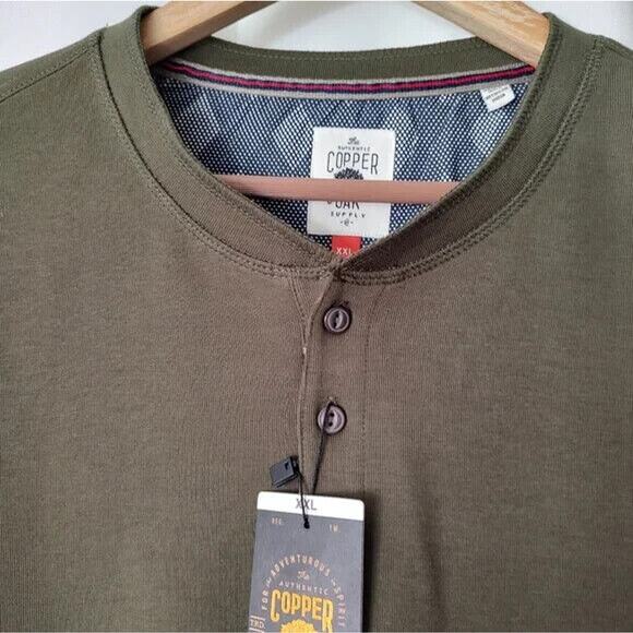 Copper & Oak Supply Olive Long Sleeve Cotton Blend Henley T-Shirt Men's XXL - Picture 5 of 10